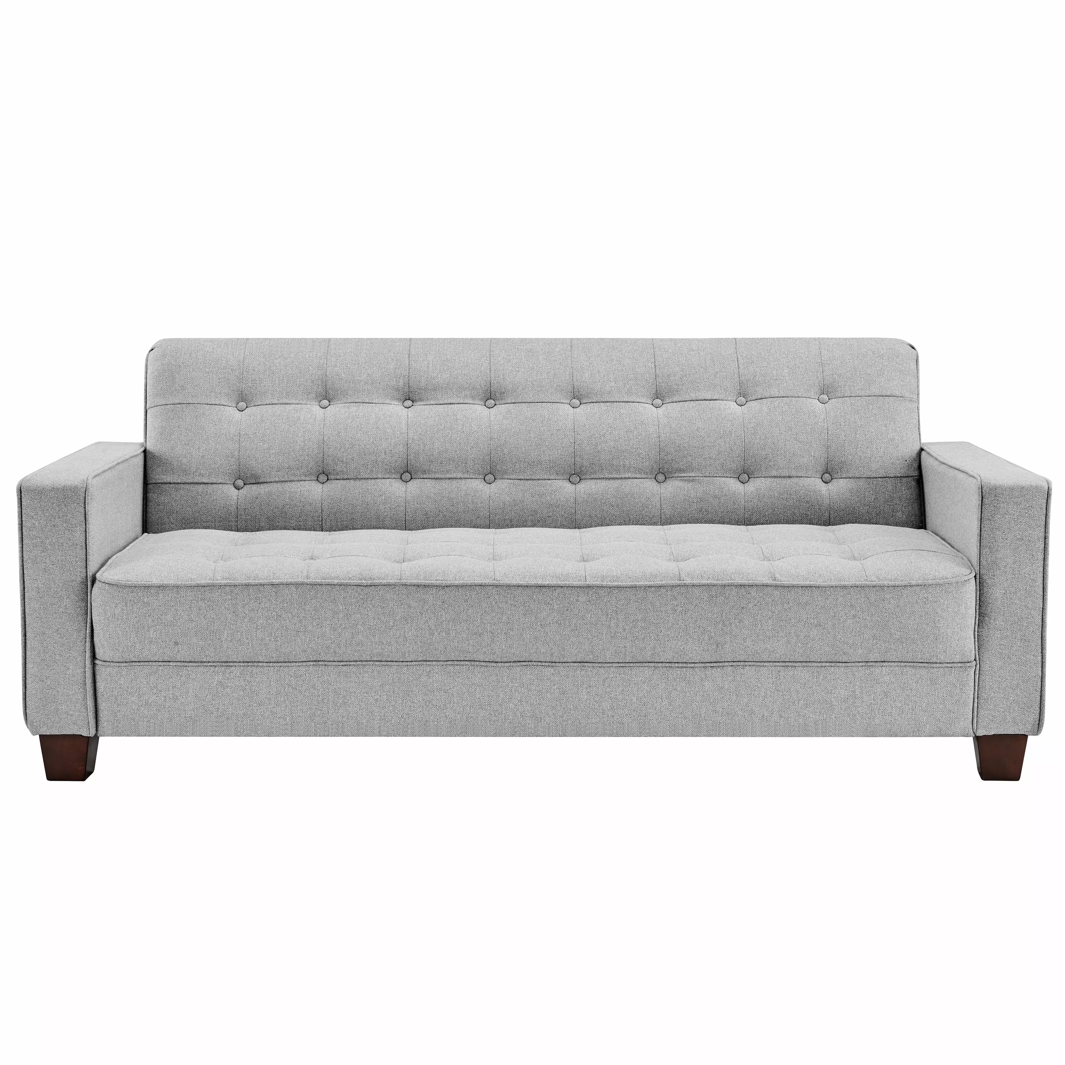 Home Meridian Godwin Button Tufted Upholstered Living Room Sofa Light Gray Linen
