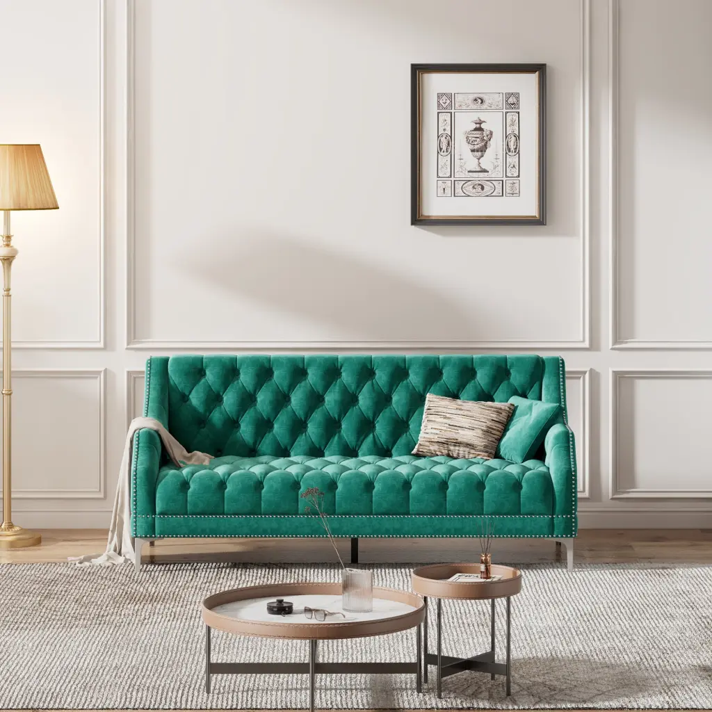 78 Inch Modern Dutch Plush Upholstered Sofa Metal Legs rnb