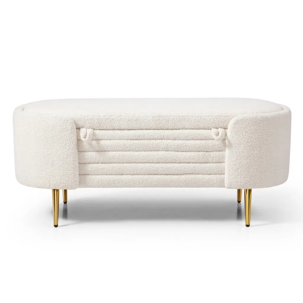 Modern End Bed Bench Storage Upholstered Sherpa Fabric Large Size aijiafurniture