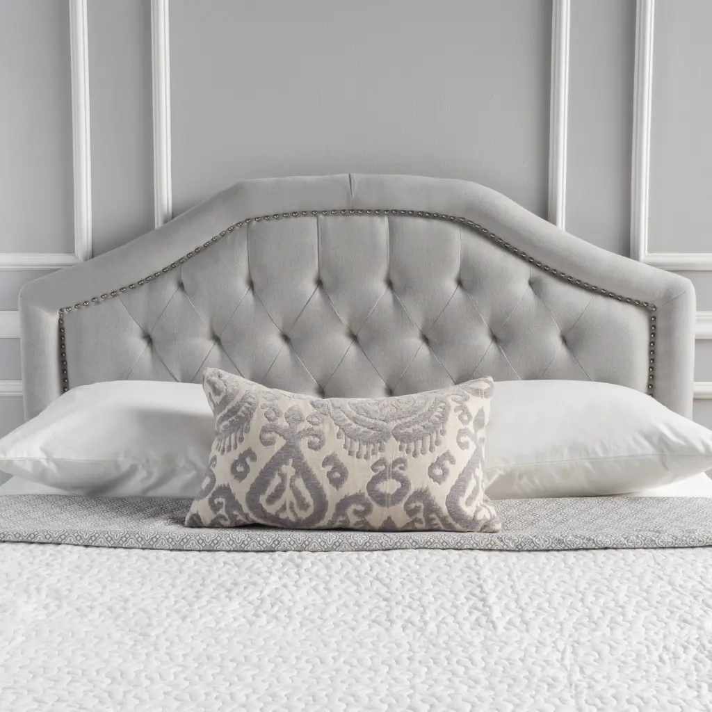 Queen Full Size Headboard Light Grey Fabric Upholstered Bed Frame nh-sunfay