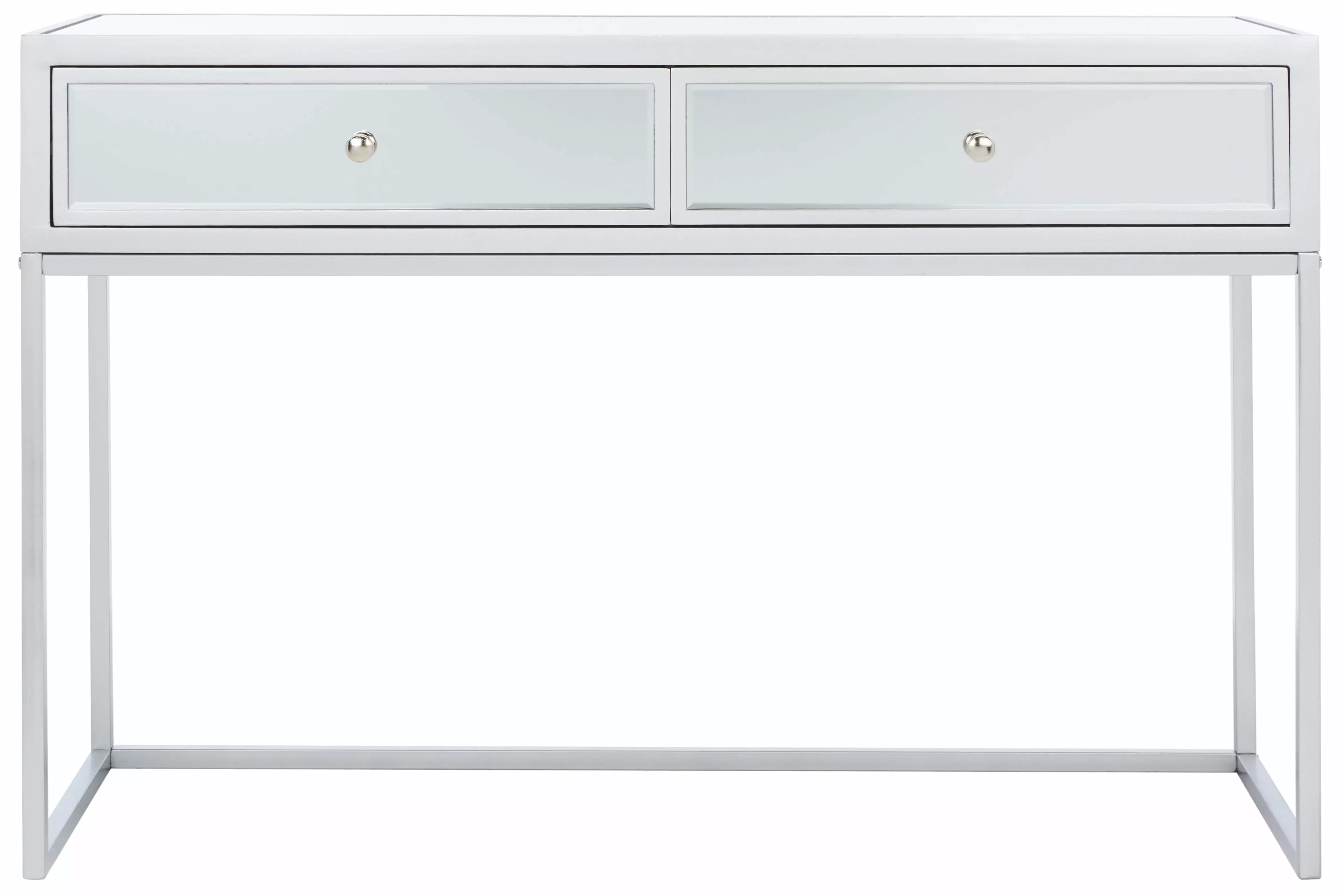 SAFAVIEH Aster 2 Drawer Mirrored Desk Silver Mirror Modern Vanity Desk