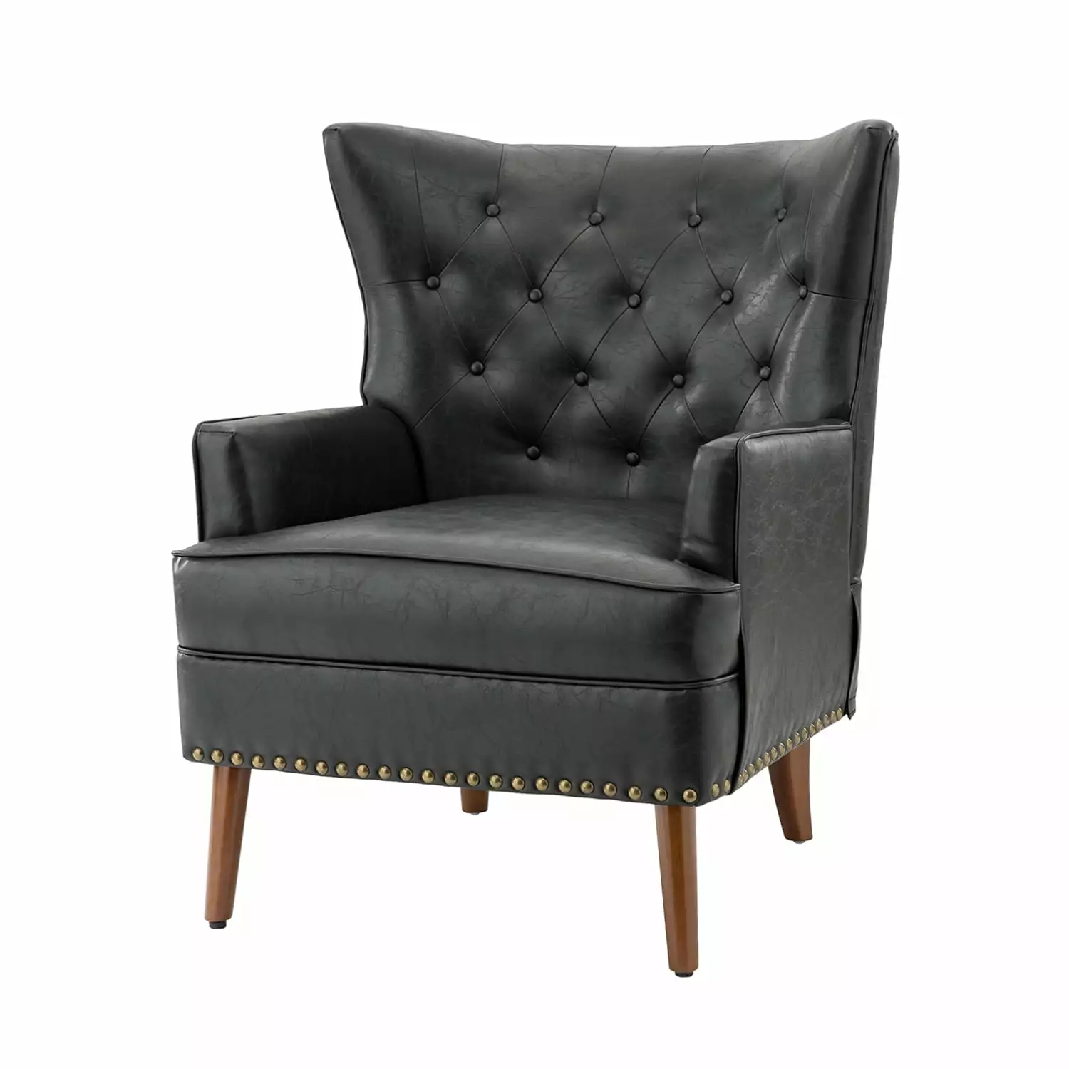 Miekor Furniture Thessaly Vegan Leather Armchair BLACK BS2860 - Modern Living Room Chair