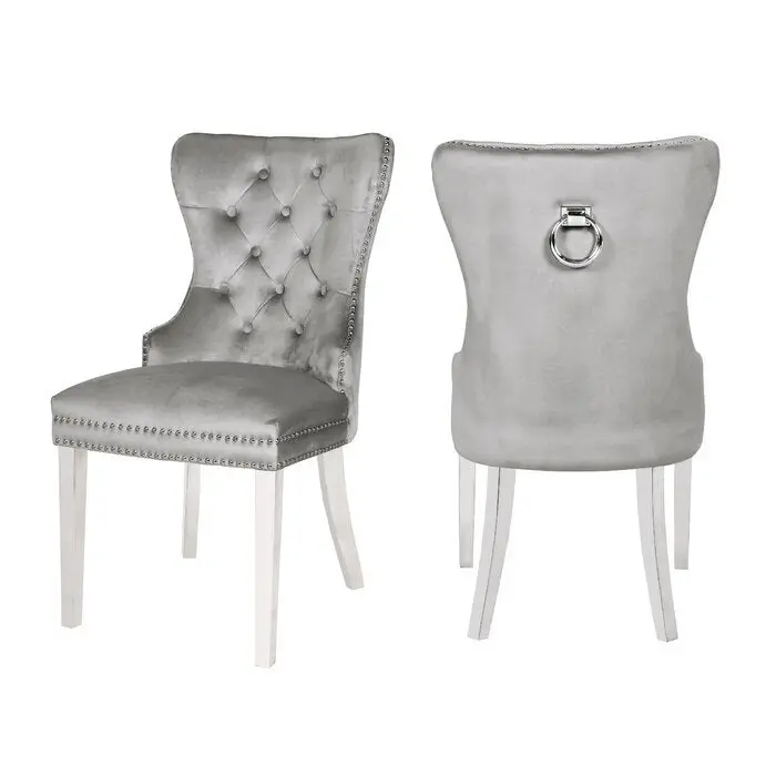 Erica 2 Piece Stainless Steel Legs Chair Finish Velvet Fabric galaxy home furnishings
