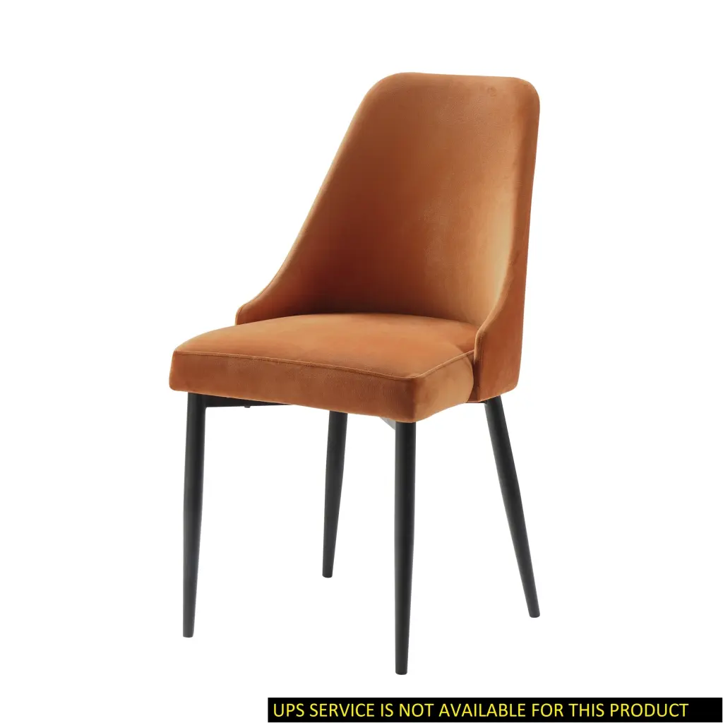 Modern Velvet Orange Side Chair Set 2 Black Finish - Polished Design kanepe
