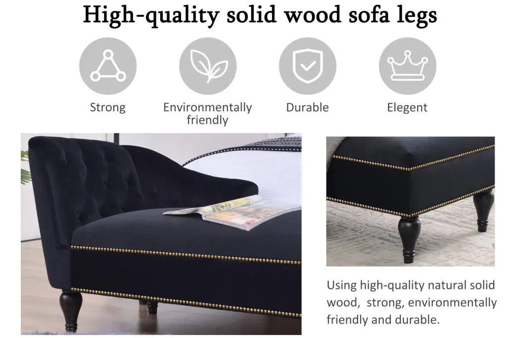 Video 58 Inch Velvet Chaise Lounge, Button Tufted Right Arm Facing Lounge Chair gt