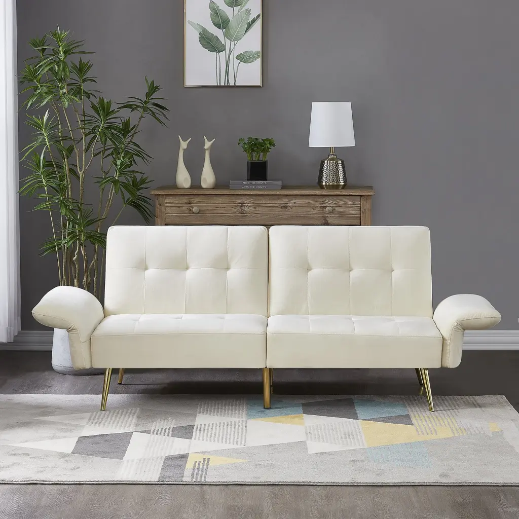 78 Inch Italian Velvet Futon Sofa Bed Convertible Sleeper Loveseat Couch dg chuang ying