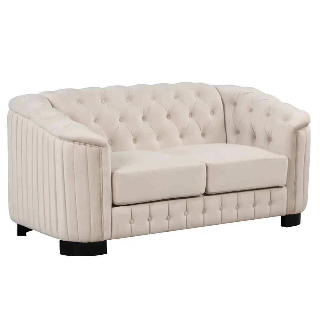 64 Inch Velvet Upholstered Loveseat Sofa Modern Thick Cushions oris fur.