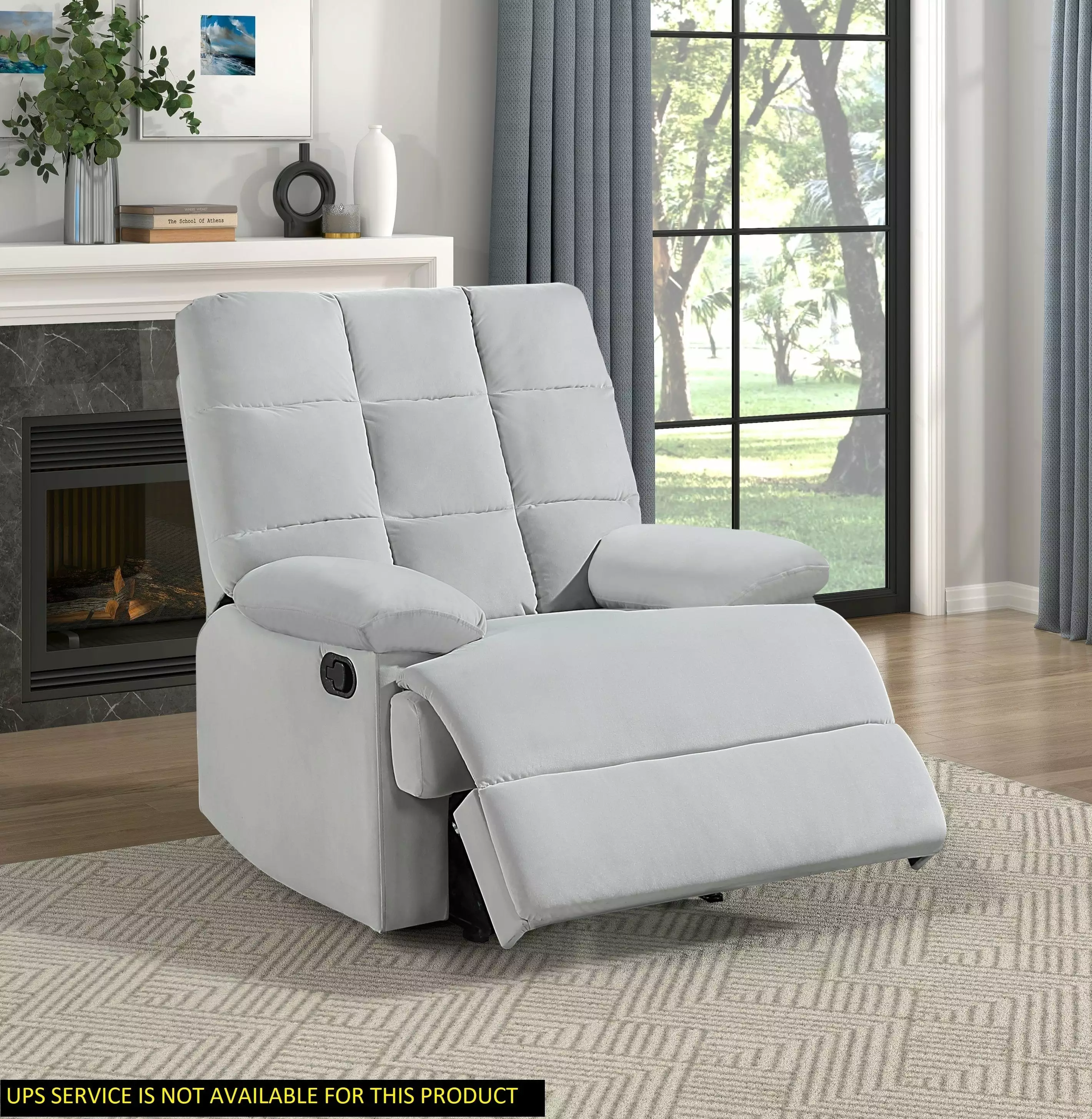 Ora Velvet Upholstery Square Tufted Recliner Light Gray Go Green Woods