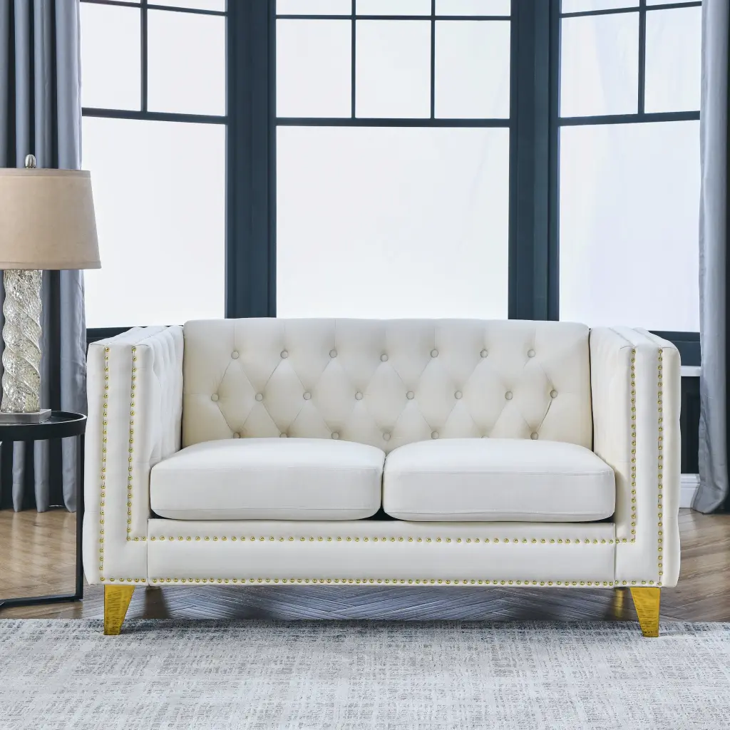 Custom 3D Modeling Velvet Sofa Living Room Buttons Tufted Luxury Sofa Design welike furniture