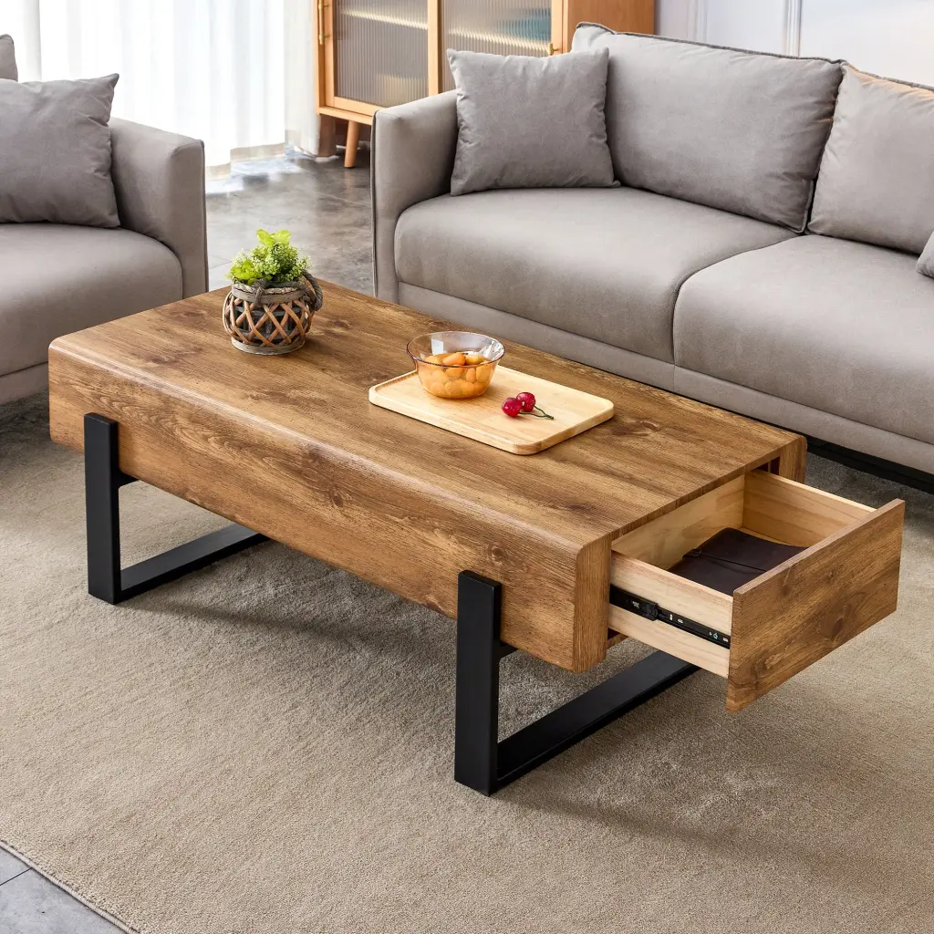 Coffee Table Made American Vintage MDF Material Drawers rnb
