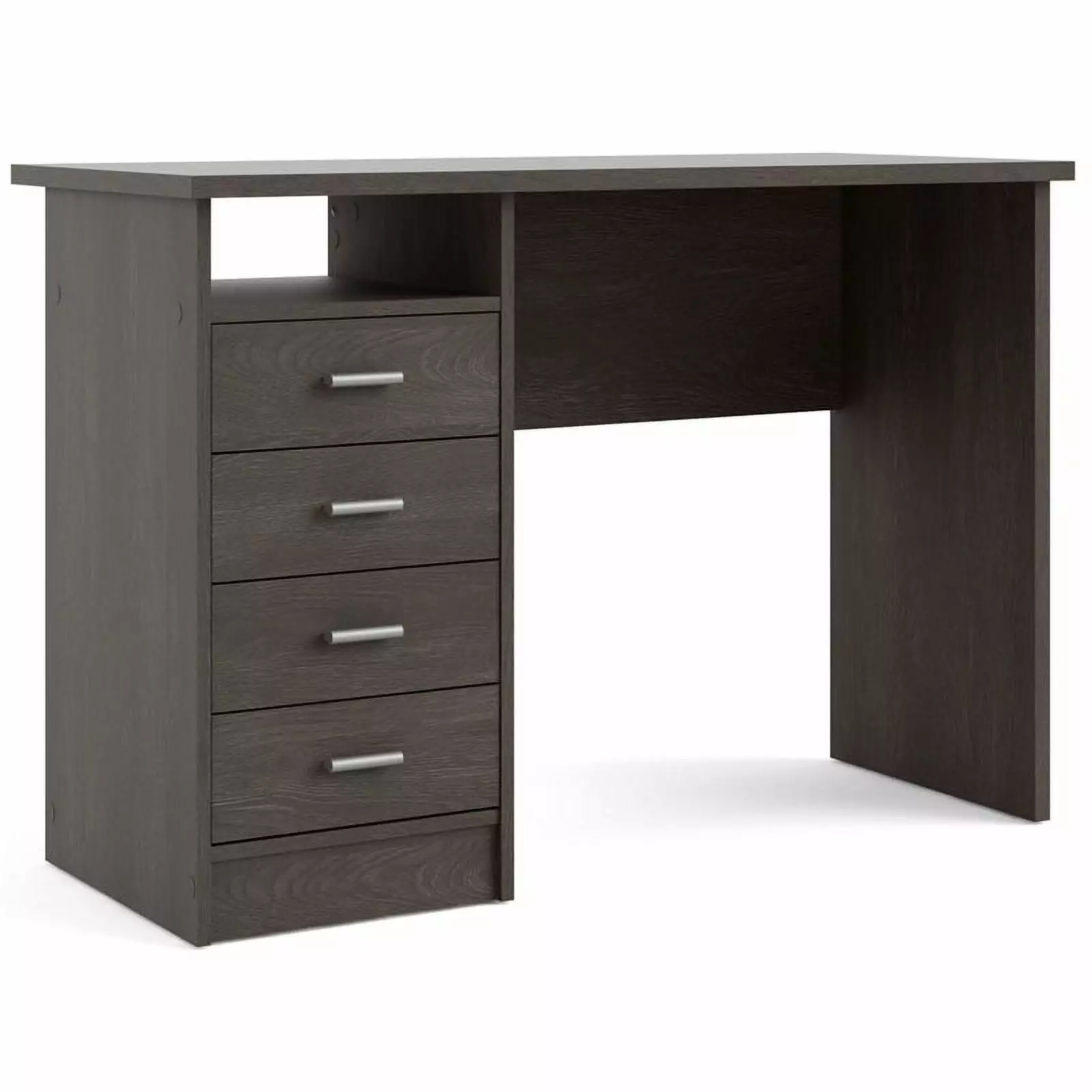 Pemberly Row Mid-Century Engineered Wood 4 Drawer Desk Dark Chocolate Vintage Office Desk