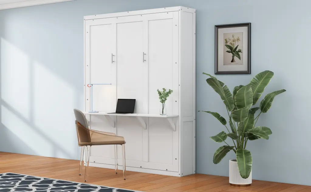 Queen Size Murphy Bed 68 Inch Cabinet Bed Folding Wall Bed Desk Space Saving Solution bed best