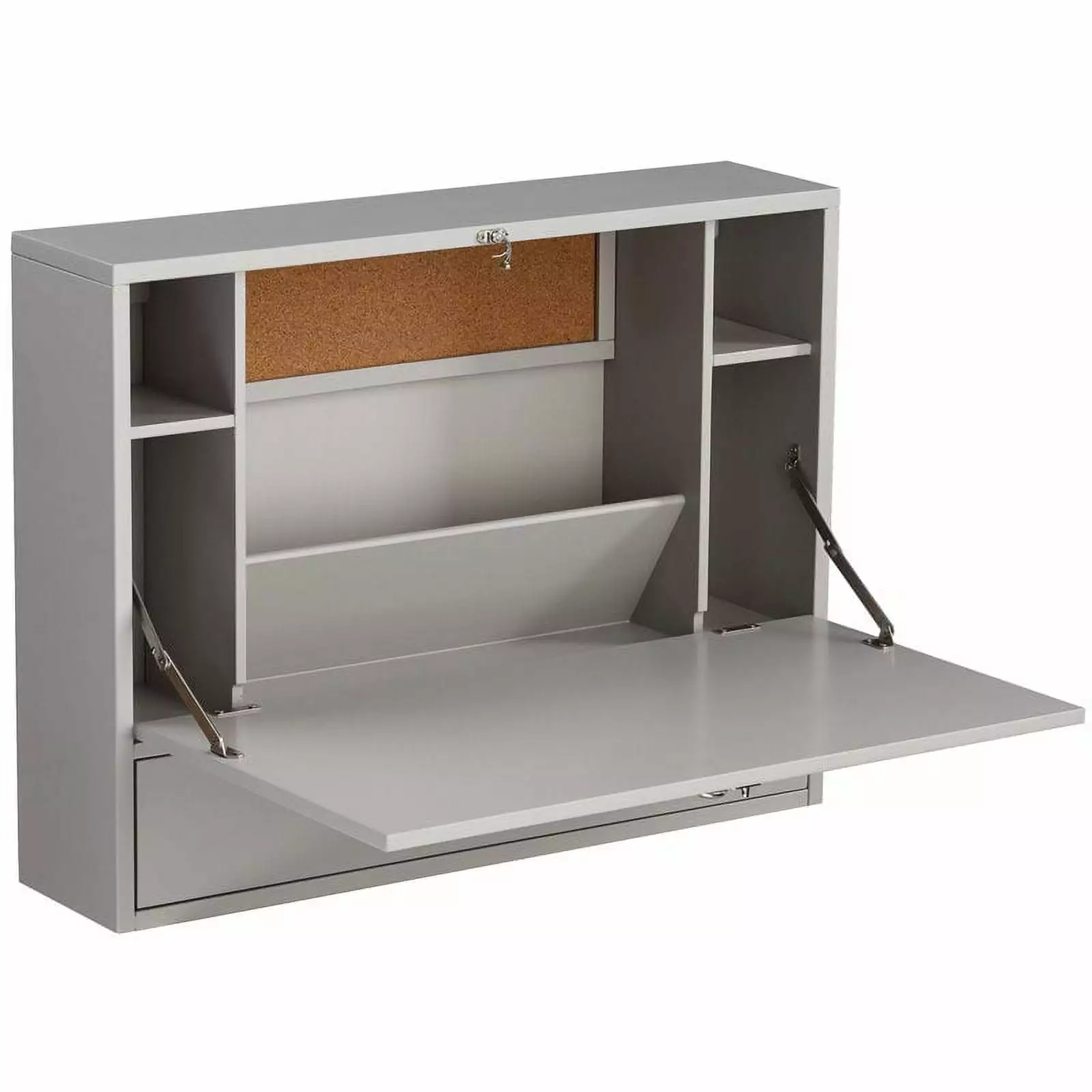 Bowery Hill Modern Wooden Wall Mounted Laptop Desk Gray Finish