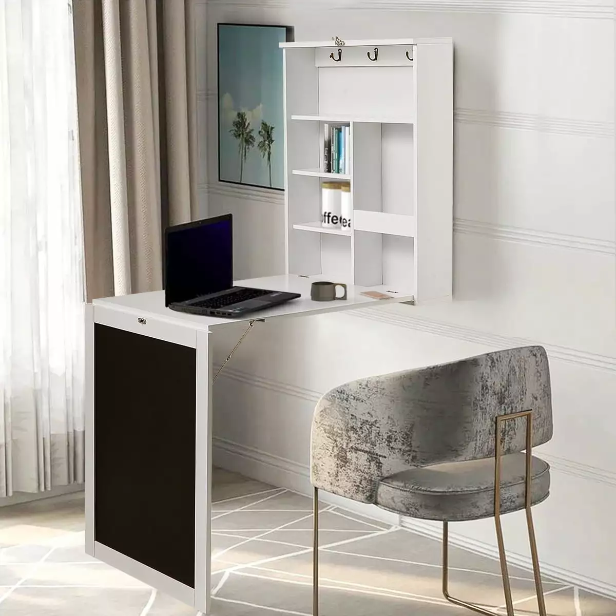 Veryke Wall Mounted Table Convertible Fold Out Desk Chalkboard White Space Saving Desk Canddidliike