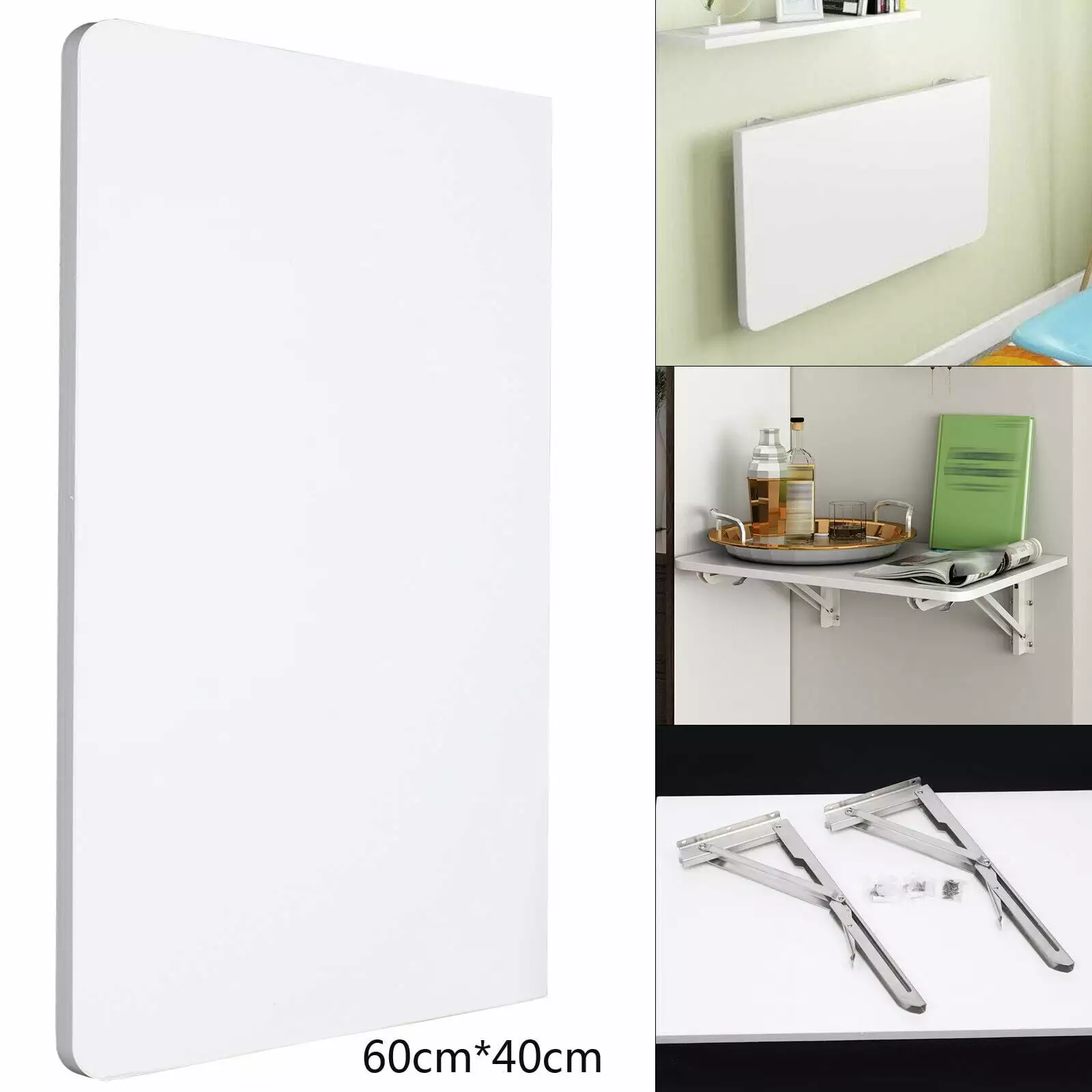 CNCEST 60x40cm Wall Mounted PC Table Floating Foldable Computer Desk