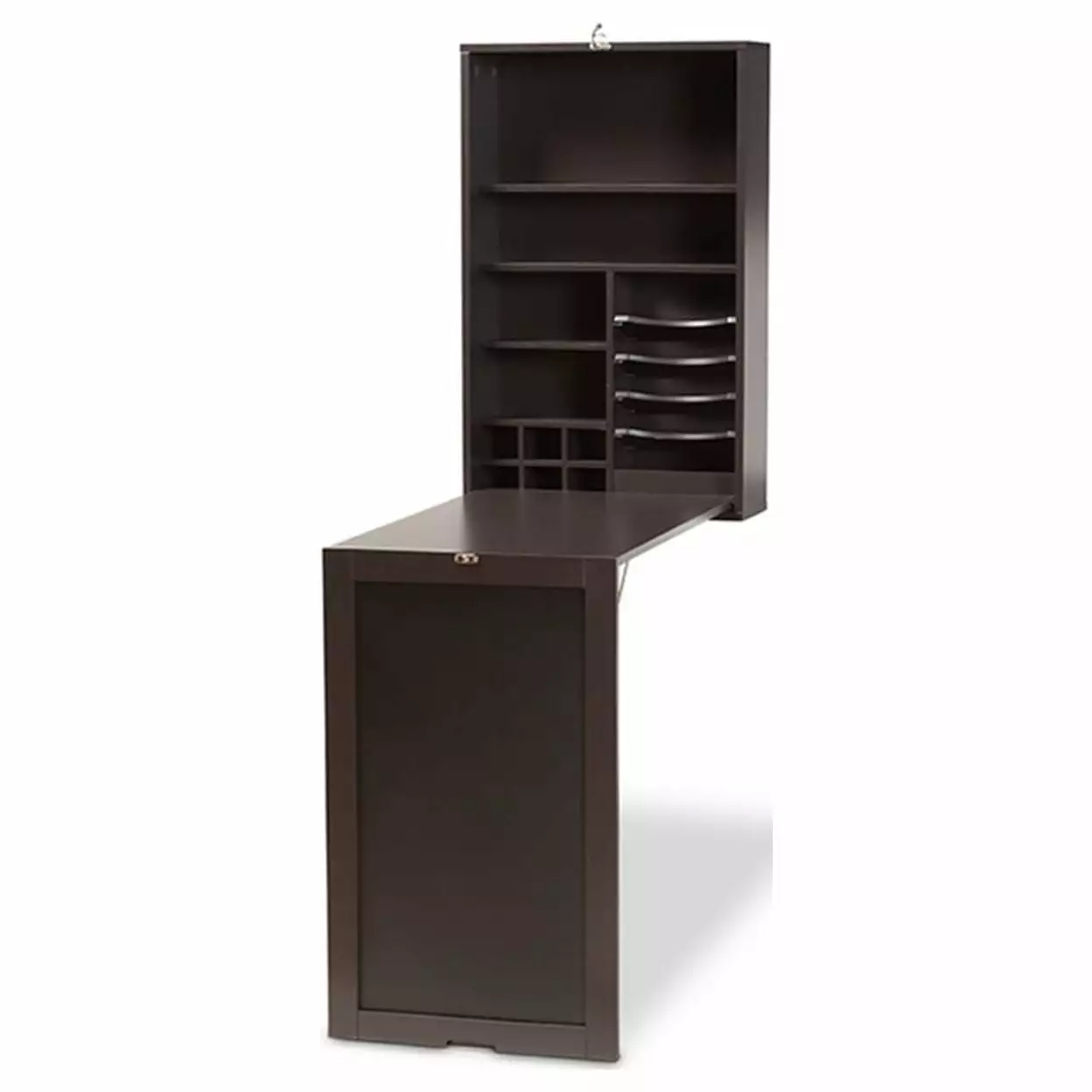 Baxton Studio Millard Modern Contemporary Dark Brown Wood Wall Mounted Folding Desk Convenience Concepts