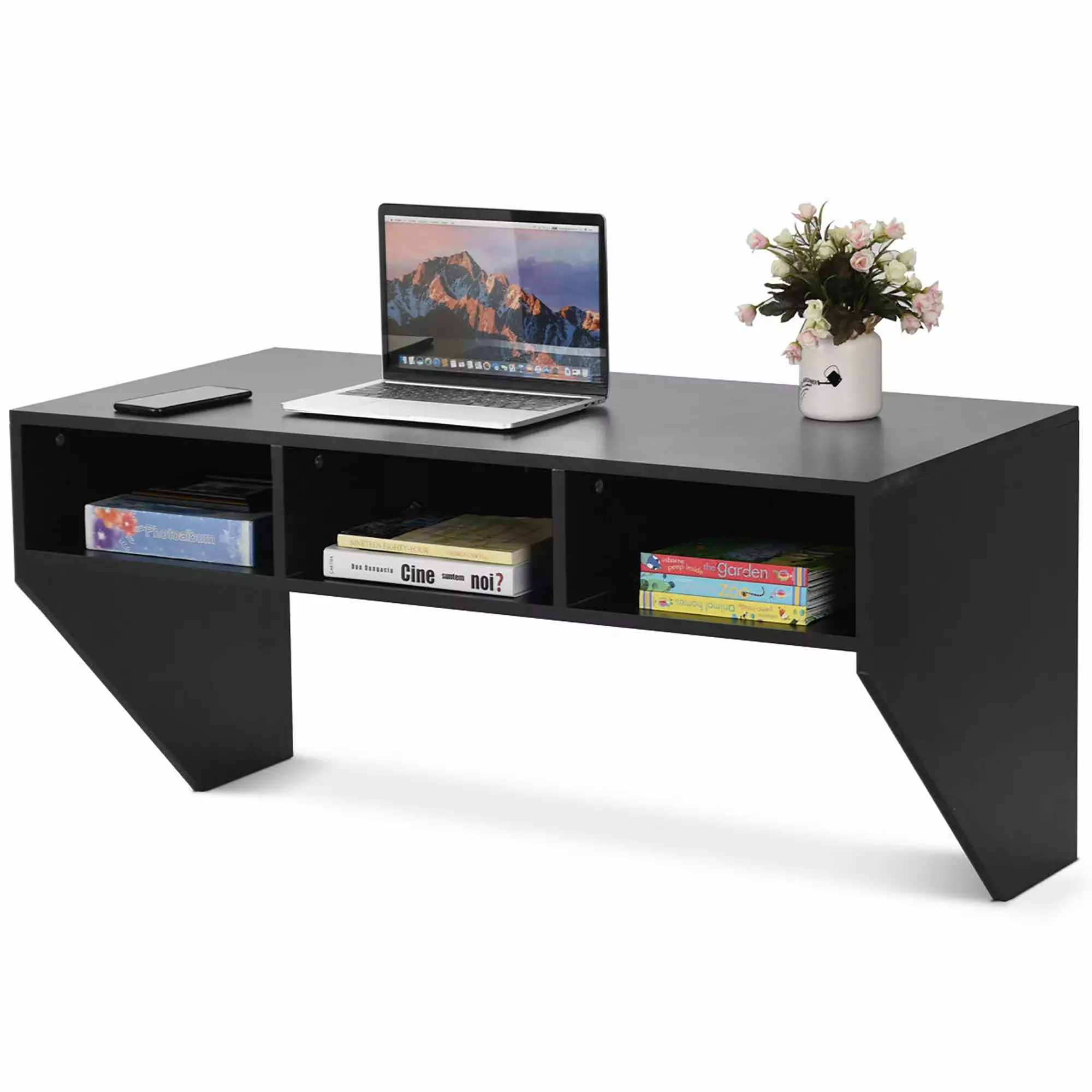Costway Wall Mounted Floating Computer Table Sturdy Desk Storage Shelf