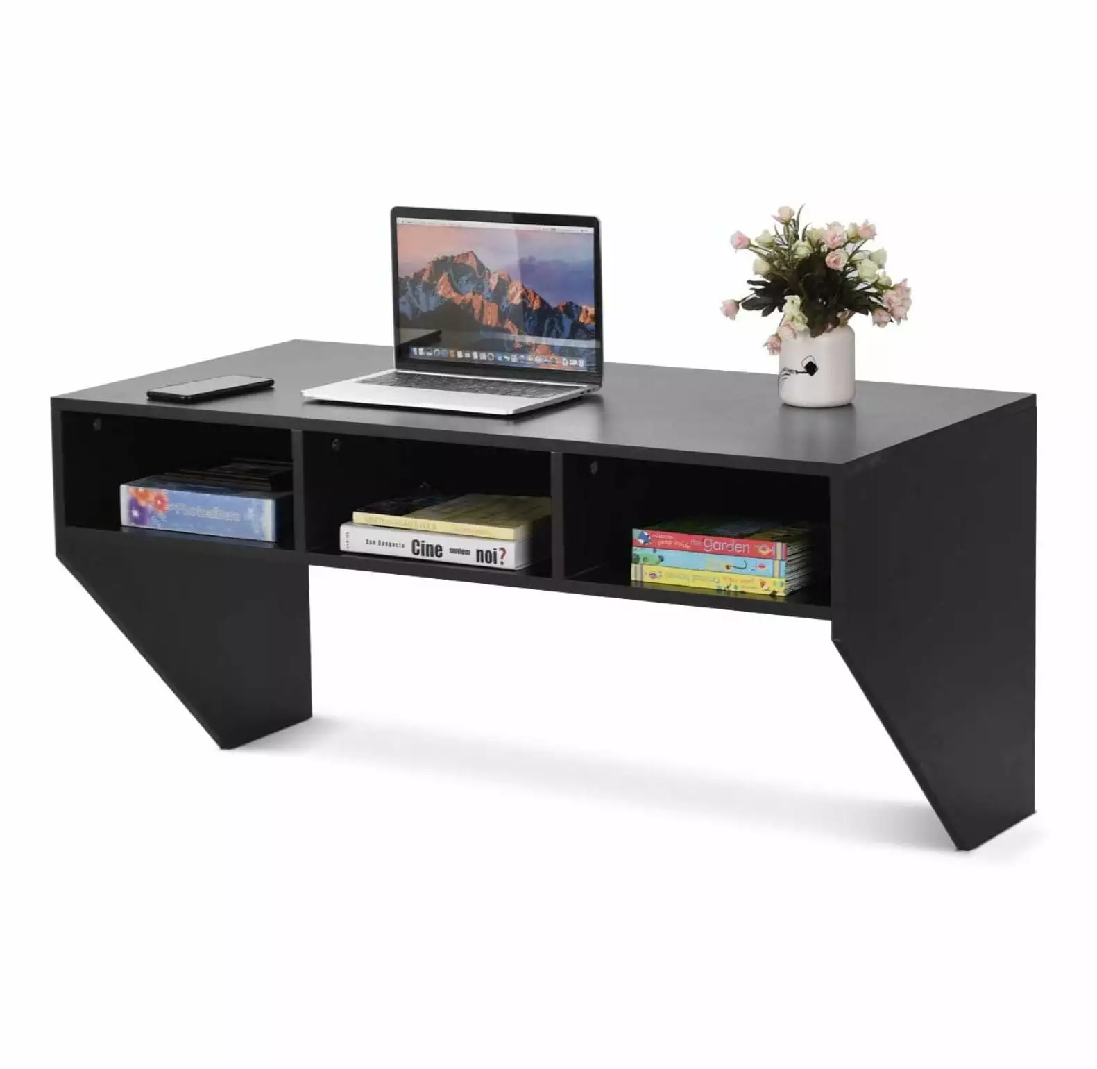 Drevy 42.5 Inch Wall Mounted Desk Hutch Floating Laptop Table Home Office