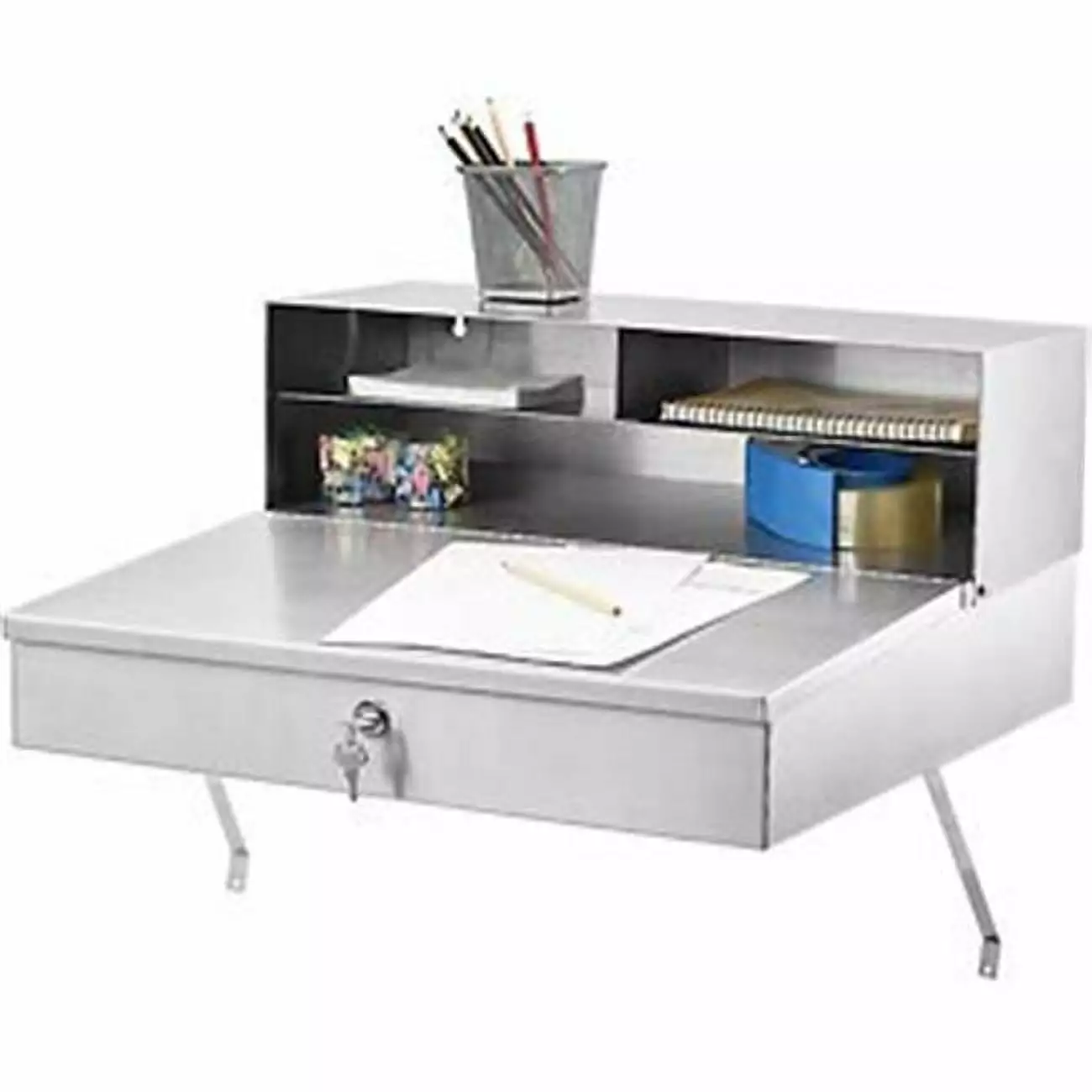 Global Industrial 319053 Stainless Steel Wall Mounted Receiving Desk 24x22x12 Inches Global Industries