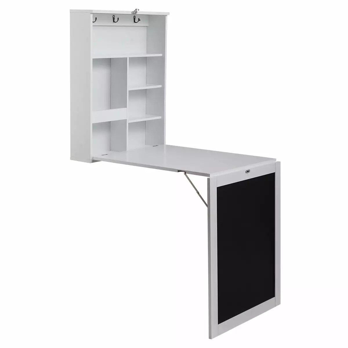 Hommoo Desk Bookshelf 4-Tier Shelves Writing Floating Wall Mounted Table Folding Craft Tables Work Desk Bedroom Kitchen