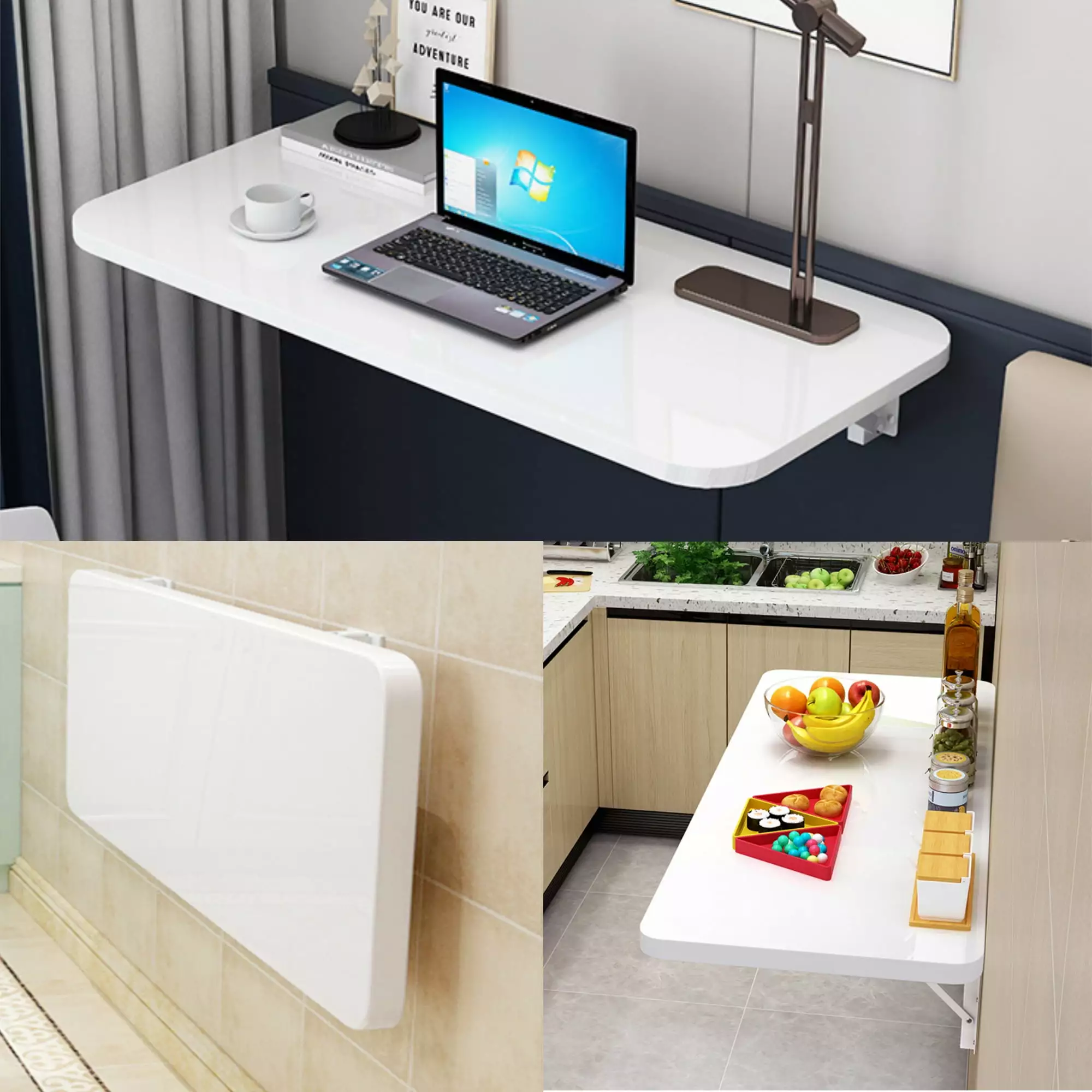 IAJXWI Wall Mounted Folding Table Floating Desk Kitchen Laundry and Office