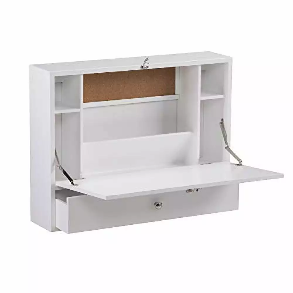 SEI Furniture Willingham Wall Mount Folding Desk White Space Saving Home Office Desk