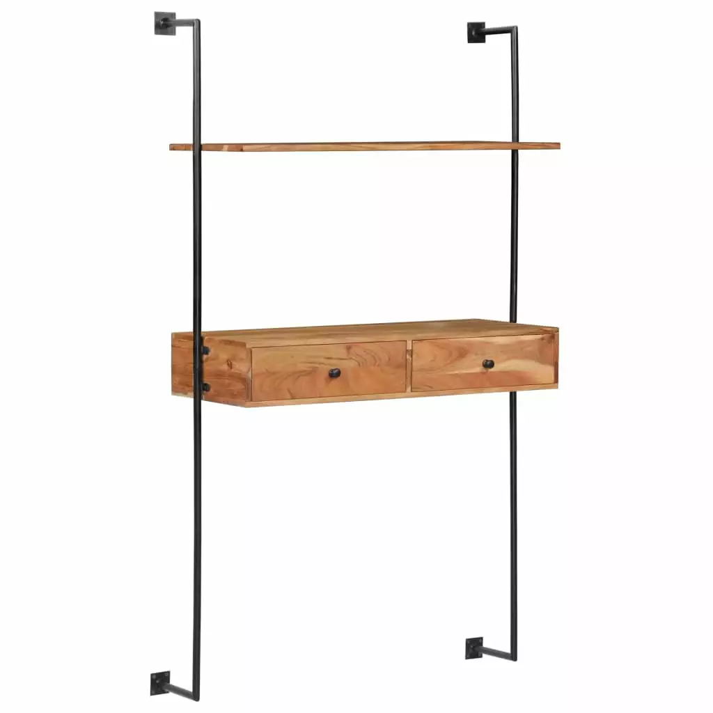 vidaXL Solid Acacia Wood Wall Desk 35.4x15.7x66.9 Inches