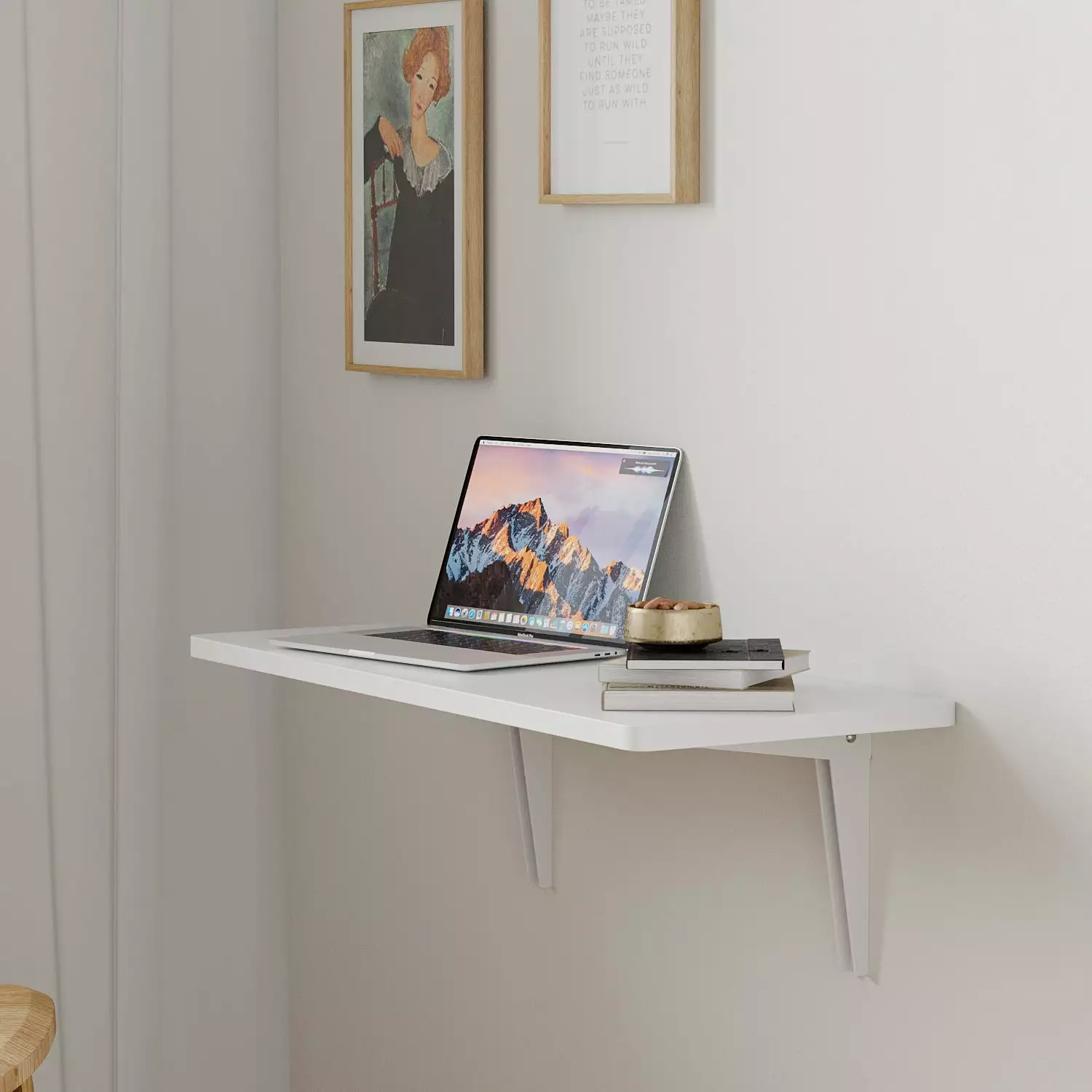 Zimtown Wall-Mounted Folding Table Office Home Kitchen White