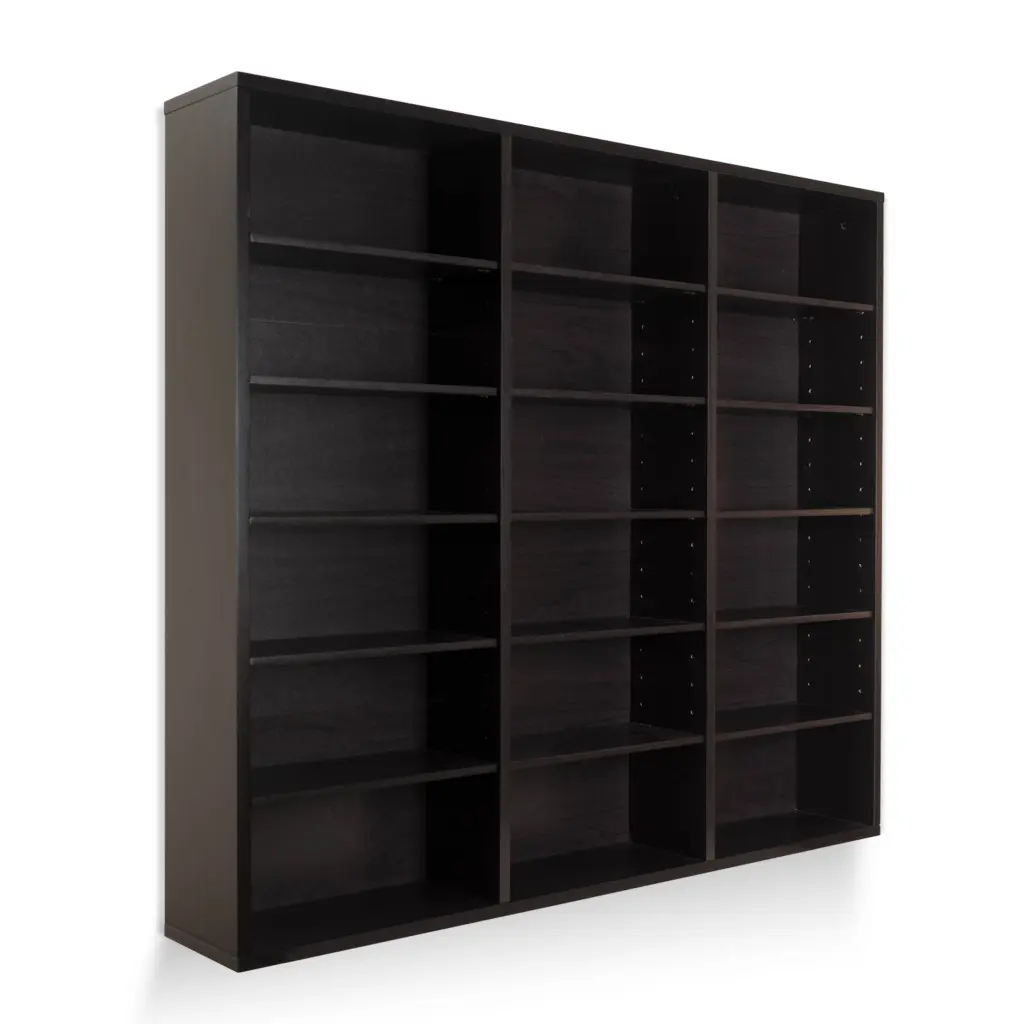 Wall Mounted Media Storage Unit 15 Adjustable Shelves Flushed Mount Entertainment atlantic inc.