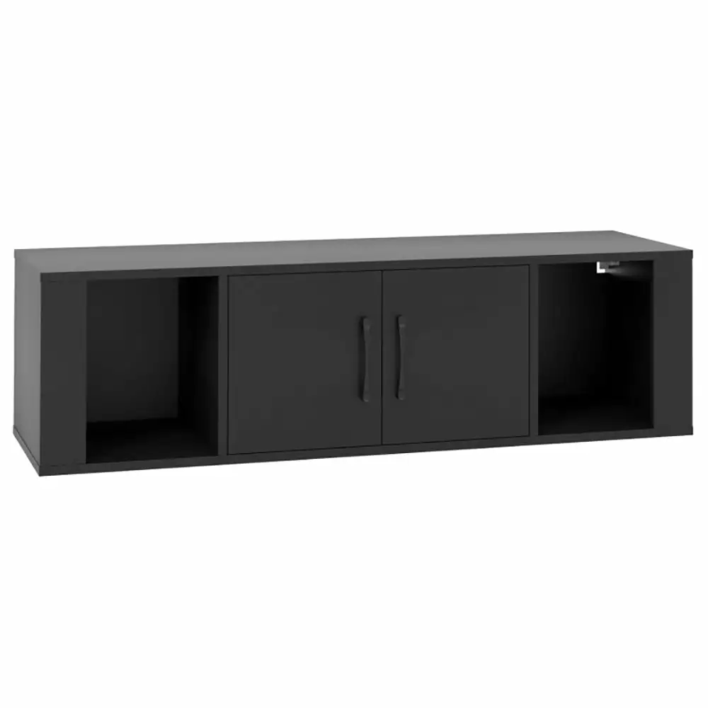 Wall Mounted Floating 2 Door Desk Hutch Storage Shelves Chrome Handles Canddidliike