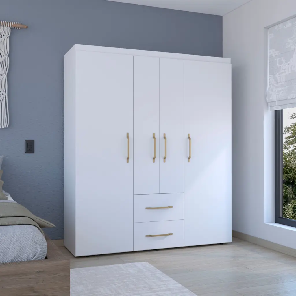 Wardrobe Deluxe Armoire Multiple Storage Options and Metal Accents rta mubles colombia