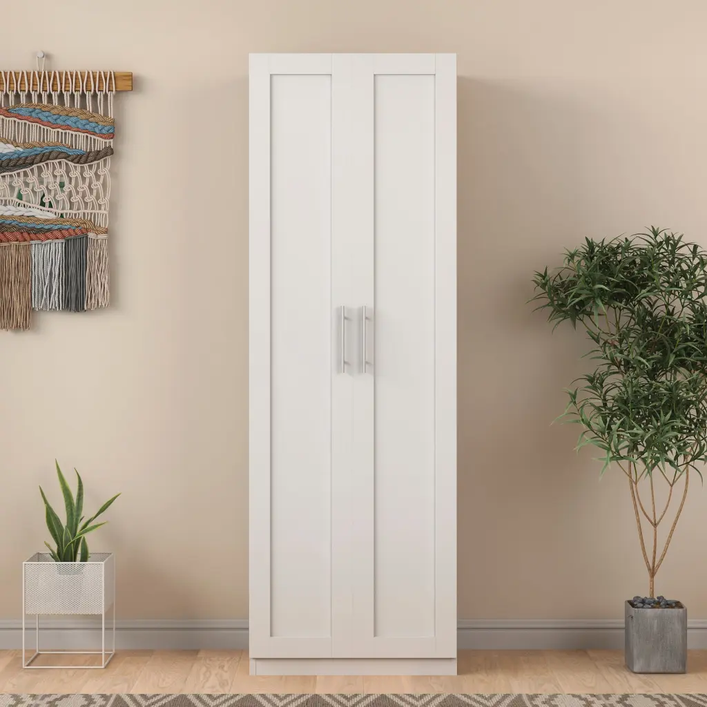 High Wardrobe And Kitchen Cabinet 2 Doors And 3 Partitions Storage Organizer joysource furniture