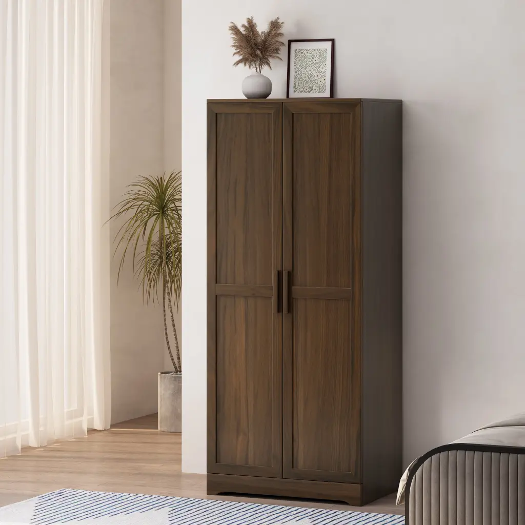 Delaney 2 Door Wardrobe Walnut MDF Finish nh-sunfay