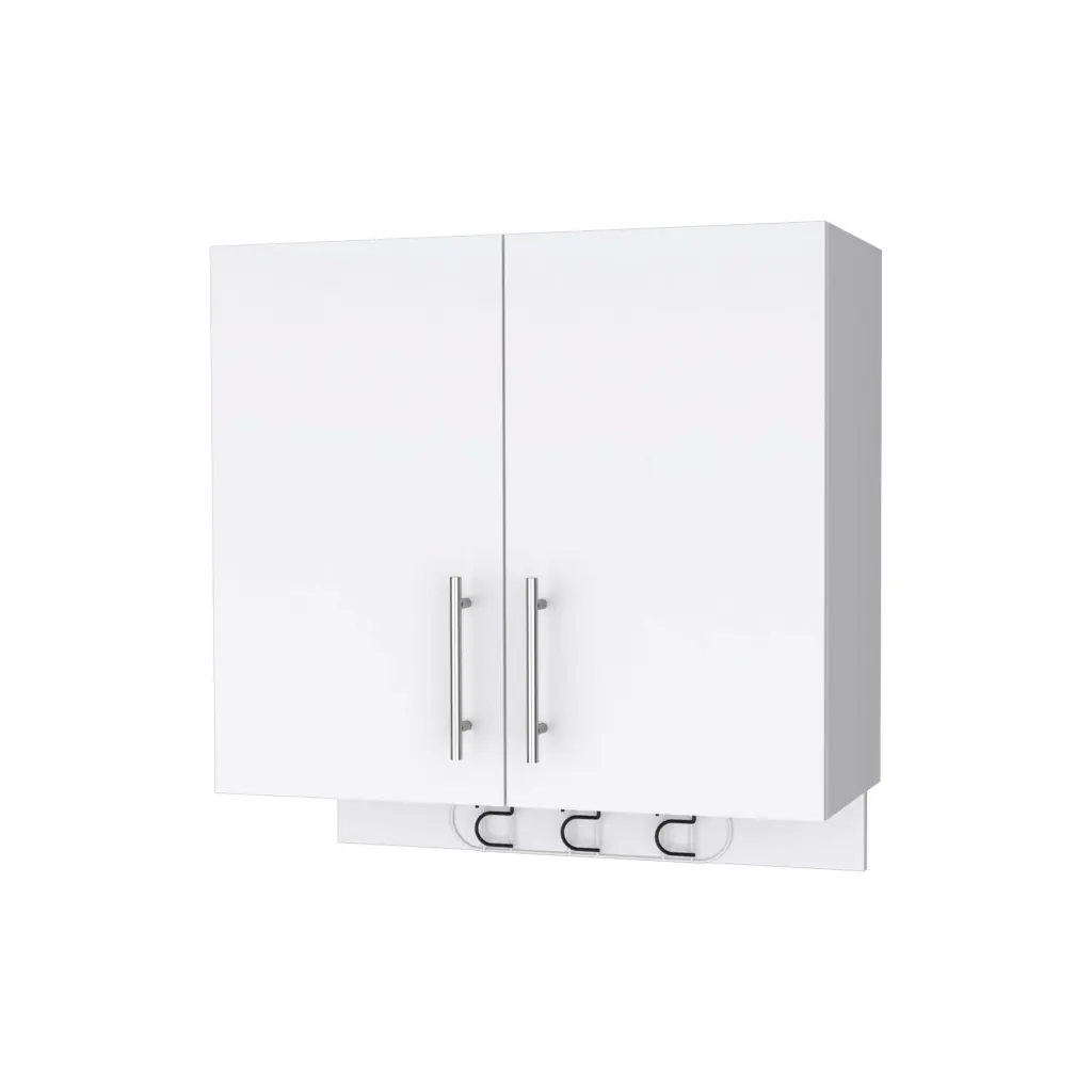 Carmelita 2 Door 2 Shelf Wall Storage Cabinet Hangers White furniture max