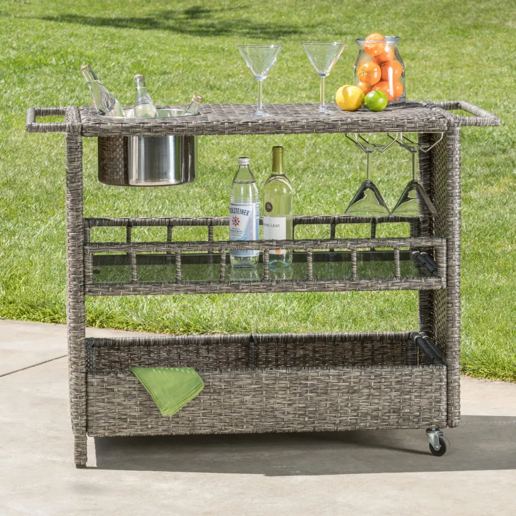 Puerta Wicker Bar Cart Black Wicker nh-comfortcove