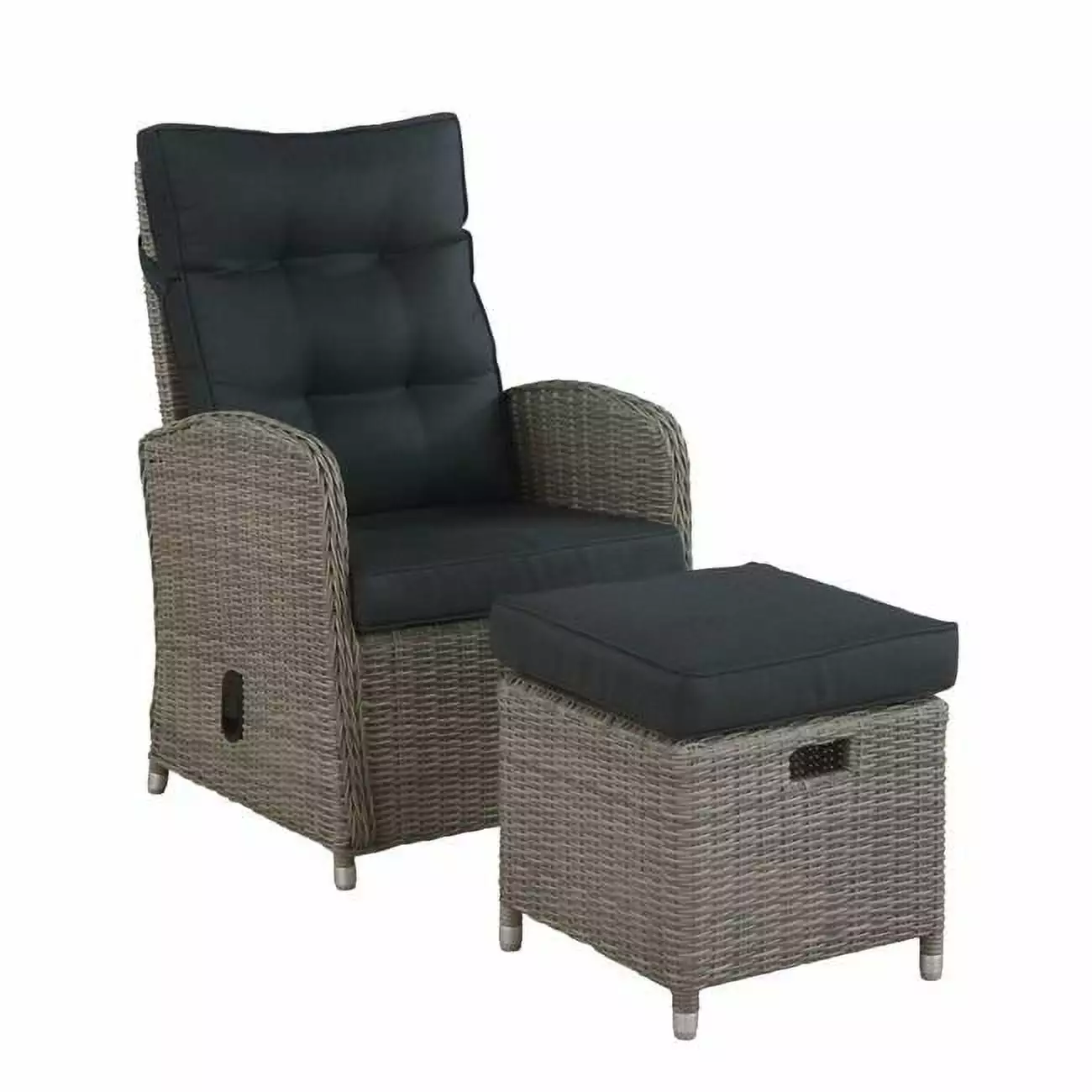 Monaco All-Weather Wicker Outdoor Recliner Ottoman Gray KD Cama de bebe