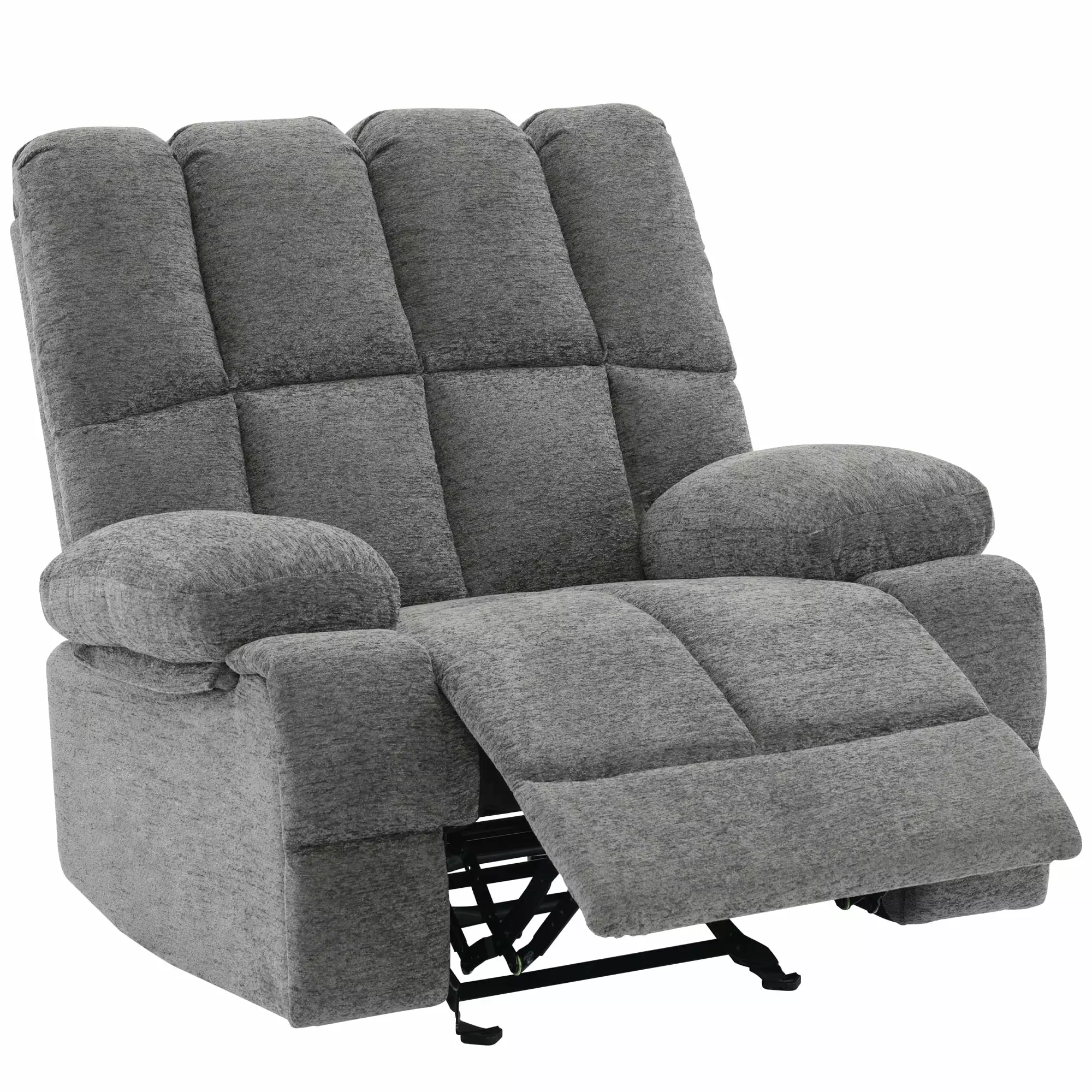 Large Rocking Recliner Chair Adults Extra Wide Manual Recliner 160 Degree Adjustable Backrest Limestone Grey HOMIQUEEN