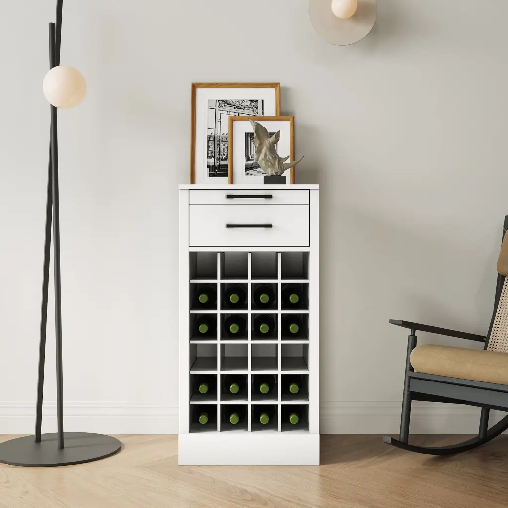 Brown Walnut Modular 24 Wine Bar Cabinet Buffet Cabinet White shouguang simaite trade co.ltd