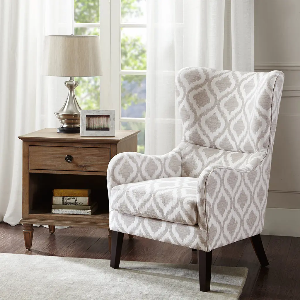Arianna Swoop Wing Chair Multicolor Solid Wood Frame jla