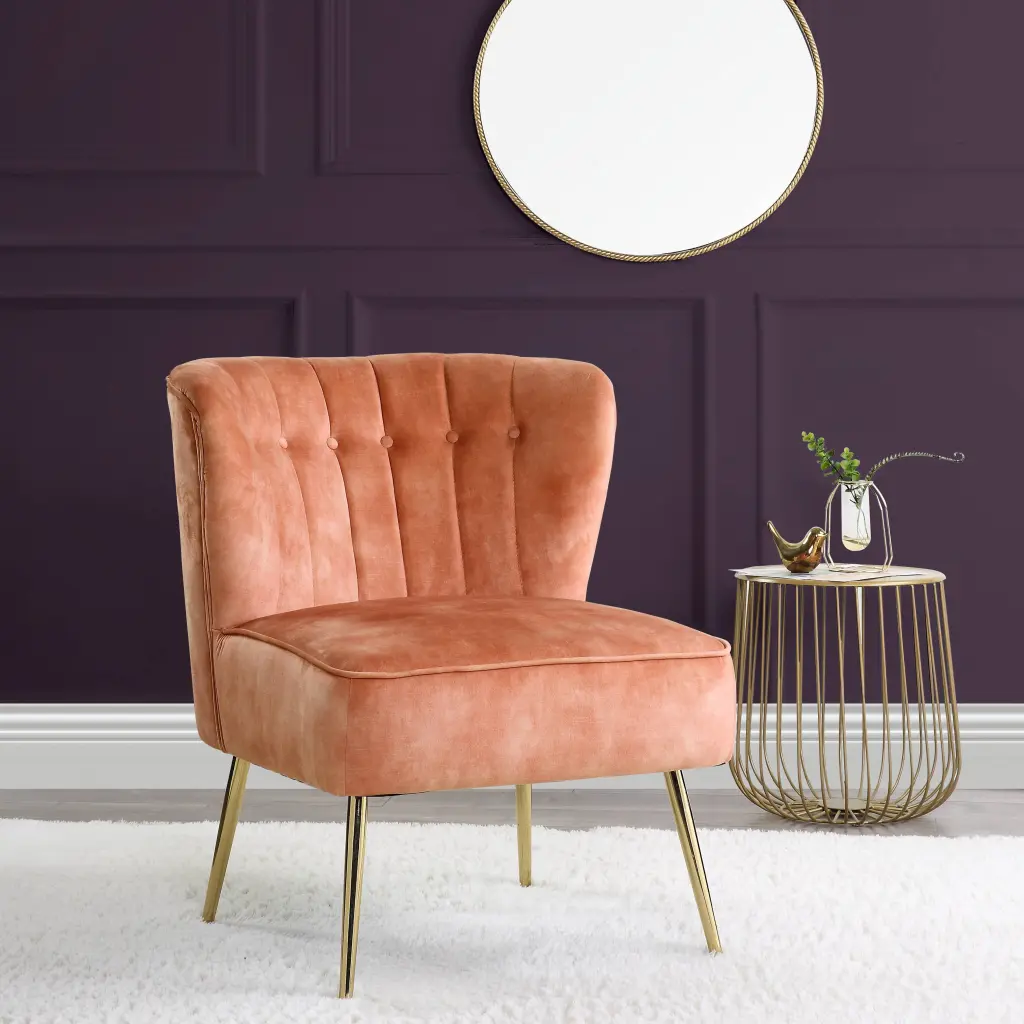 Burnt Orange Tufted Wingback Accent Chair Living Space furniture max