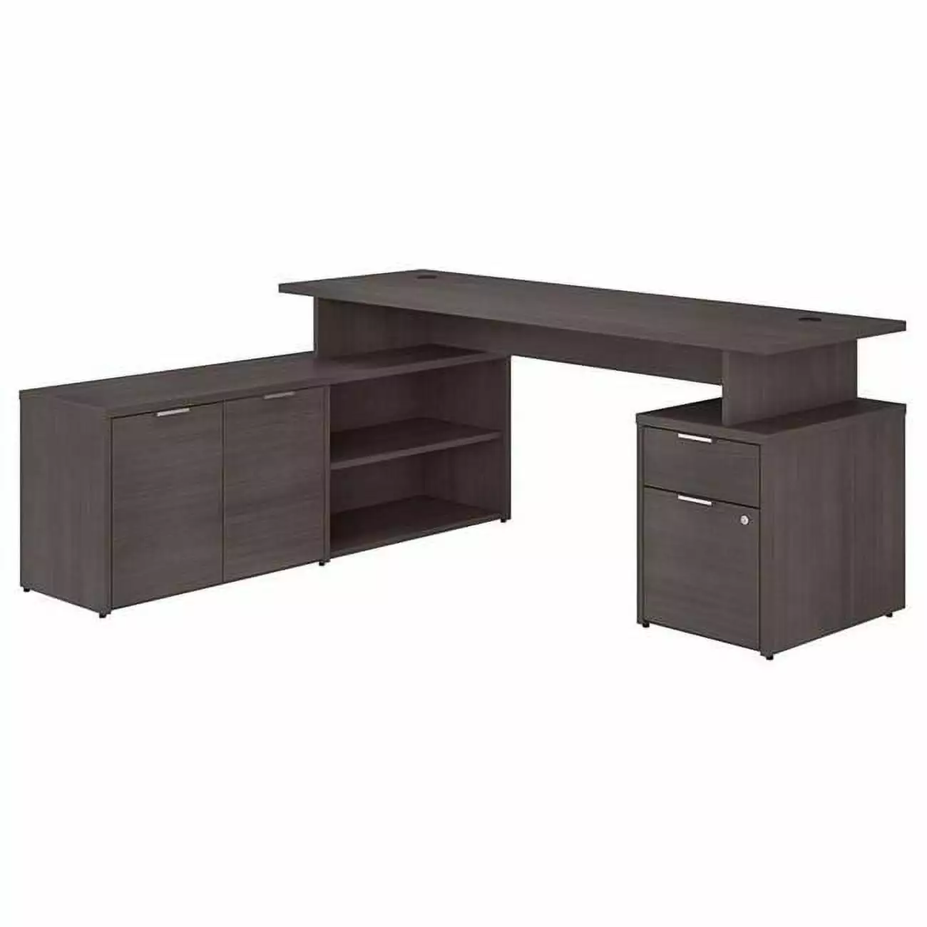 Bush Jamestown 72W L Shaped Desk Drawers Gray Engineered Wood Home Office Furniture BBF