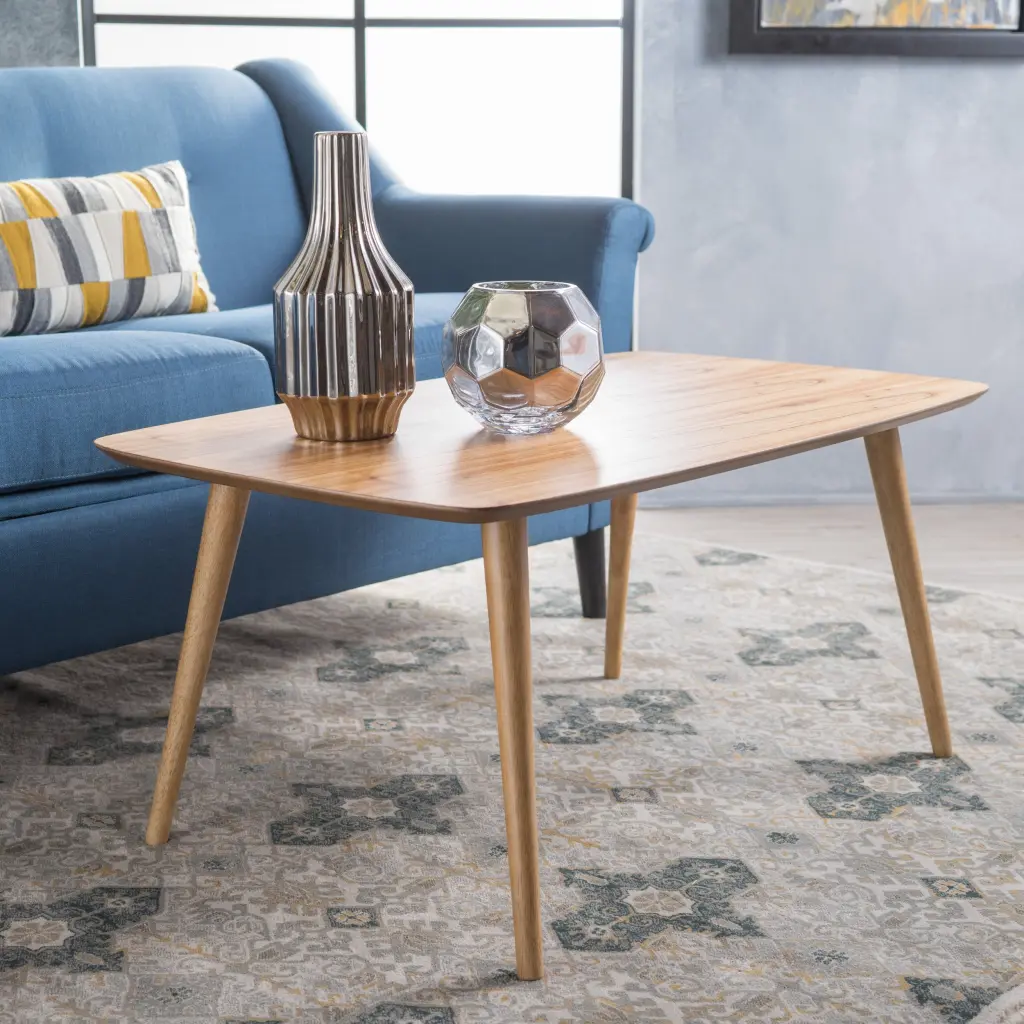 Coffee Table Natural Rubber Wood Living Room Table nh-inmax
