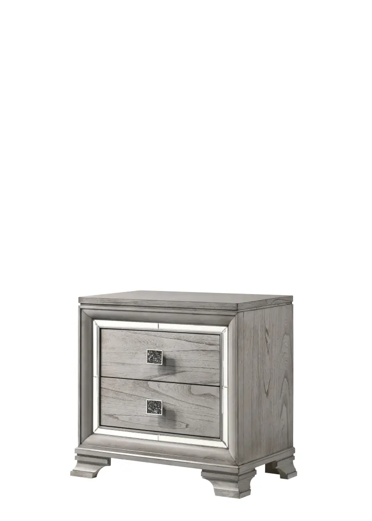 Vail Nightstand Gray Wood Finish Bedroom crown mark inc