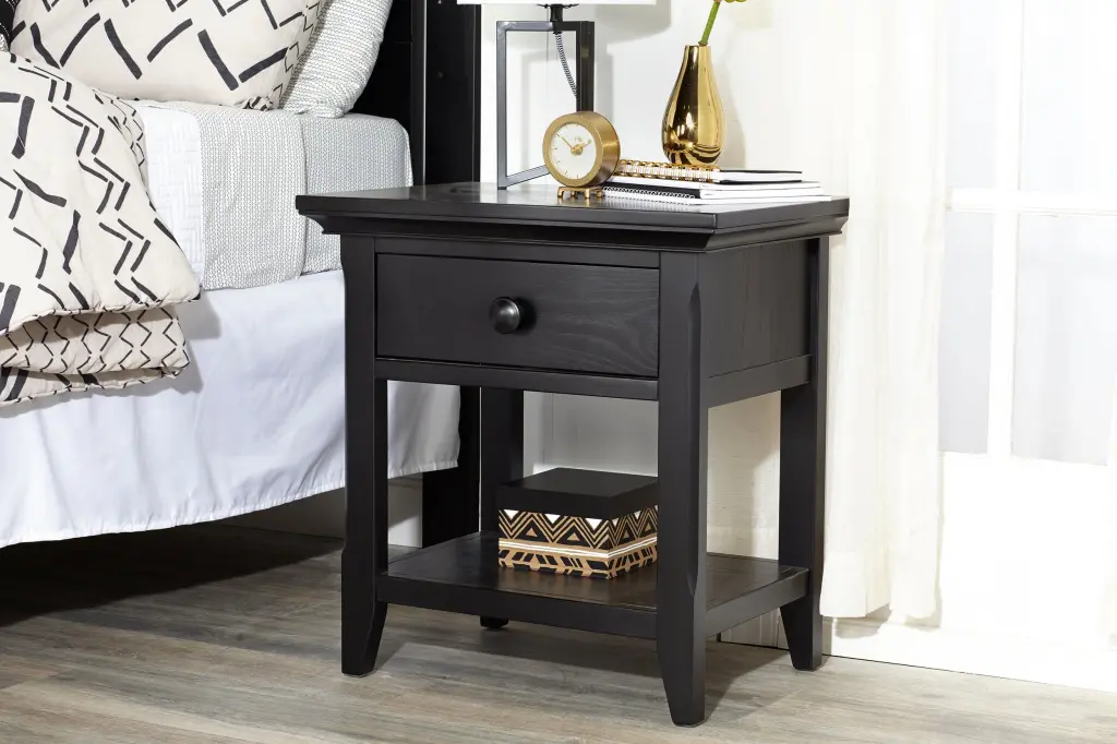 Overland Nightstand Forever Black Black Solid Wood Nightstand simple living