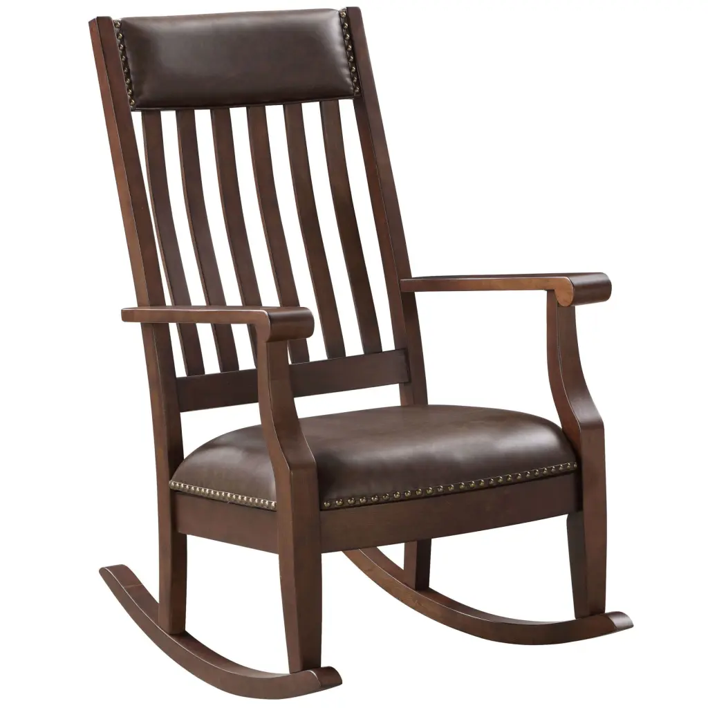 Brown And Walnut Rocking Chair Trim - Solid Walnut Construction Durability furniture max