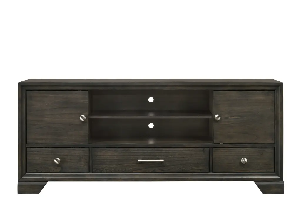 Jaymes TV Stand Gray Dark Gray Wood Entertainment Center Media Console crown mark inc