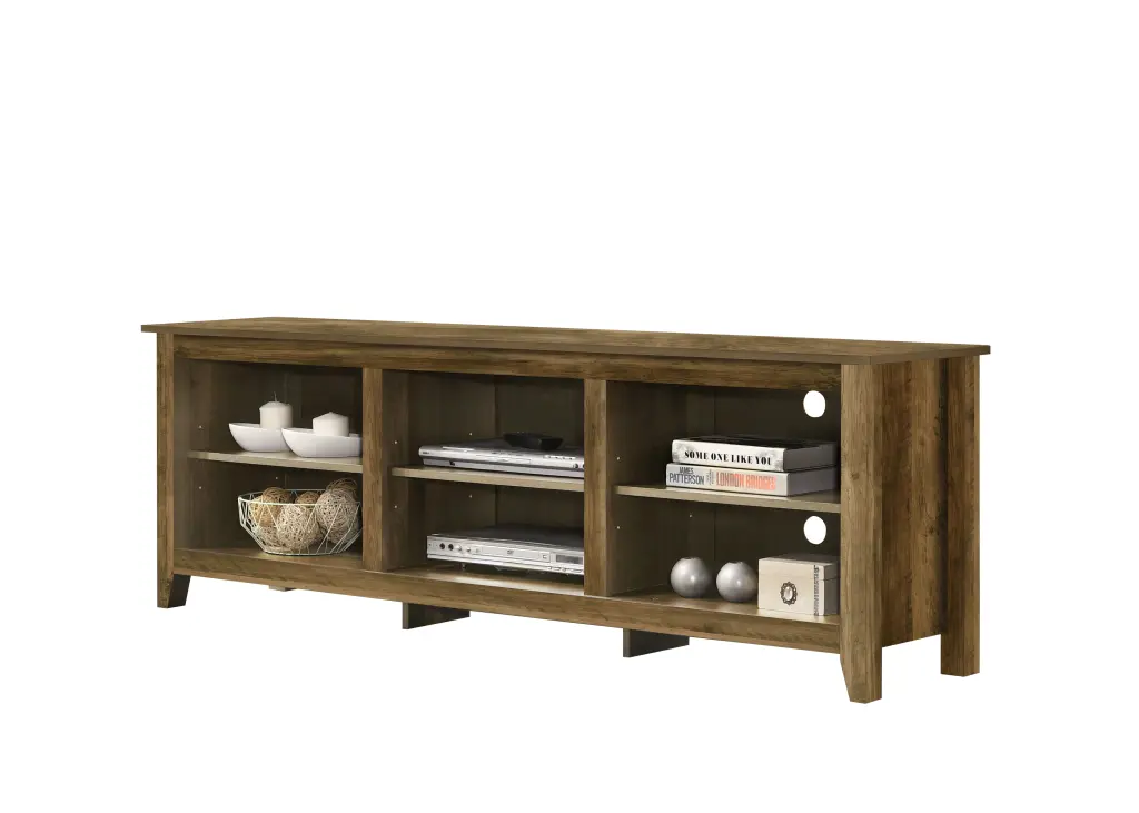 Benito Knotty Oak 70 Inch TV Stand Open Shelves and Cable Management lilola home