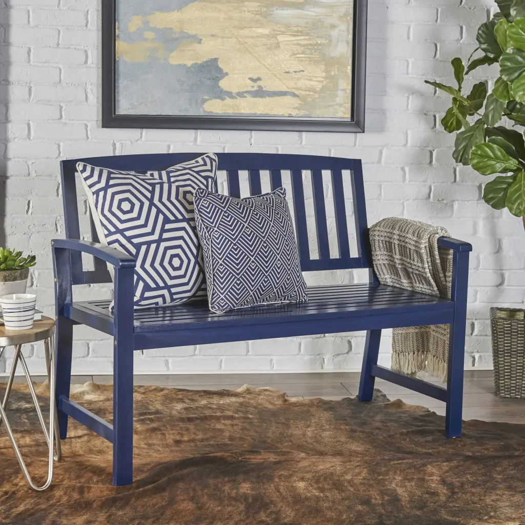 Blue Acacia Wood Loja Bench Indoor or Outdoor Use nh-kisa