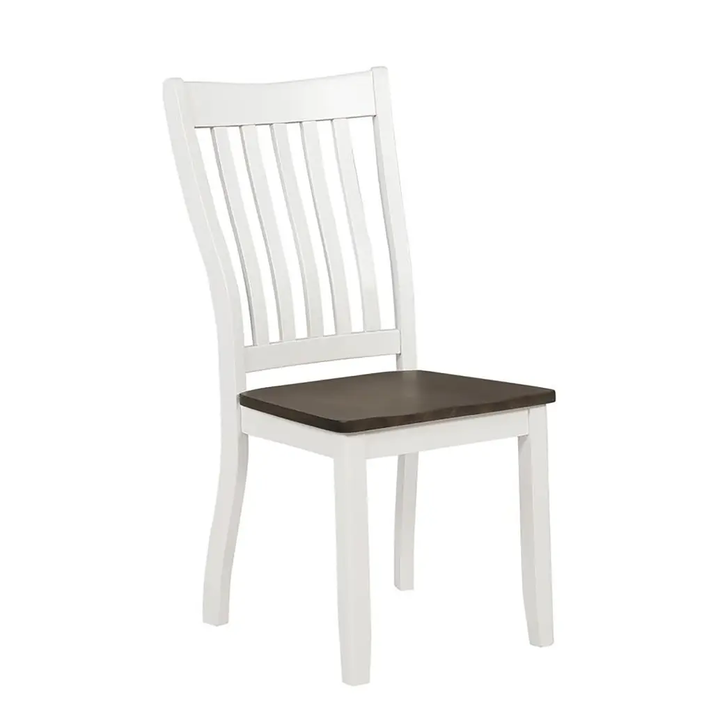 Espresso And White Dining Chair Wood Seat Set 2 furniture max