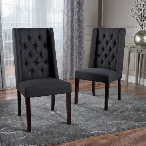 Dining Chair Charcoal Wood Fabric Modern Kitchen Chair nh-purenest--canada-